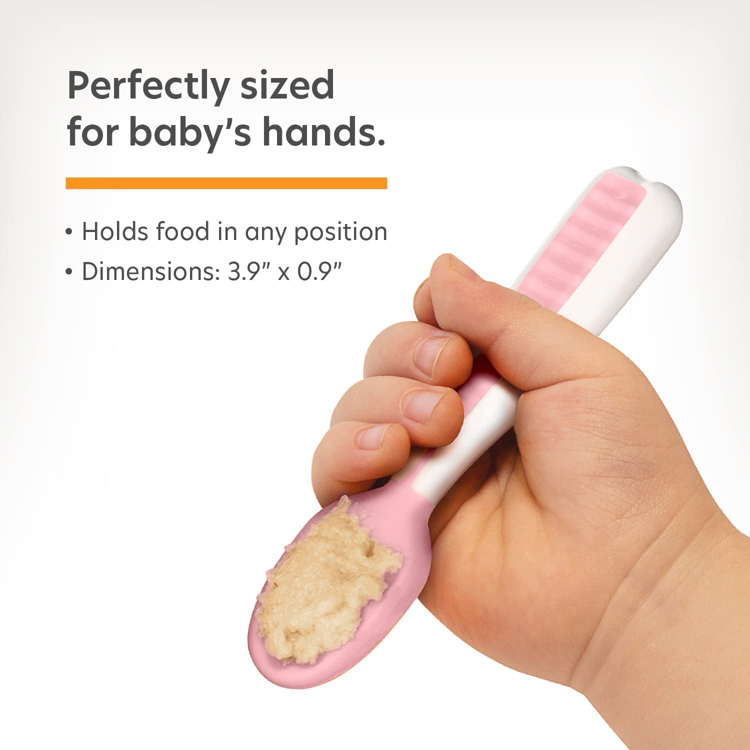 NumNum Pre-Spoon GOOtensils | Baby Spoon Set (Stage 1 + Stage 2) | BPA Free Silicone Self Feeding Toddler Utensils | for Kids Ages 6 Months+, 1-Pack, Two Spoons, Frosty Lilac/Rosebud - Image 4